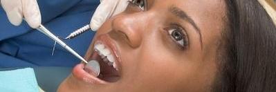 Close up of patient during exam at dentist in Springfield MO